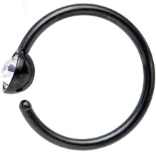 Load image into Gallery viewer, 20G 5/16 Black IP Stainless Steel Bright Clear Gem Nose Hoop
