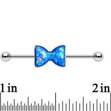 Load image into Gallery viewer, Imitation Light Blue Opal Bow Tie Industrial Barbell
