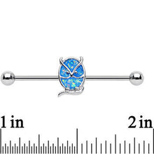 Load image into Gallery viewer, Imitation Light Blue Opal Serious Owl Industrial Barbell
