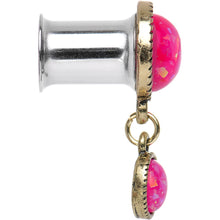 Load image into Gallery viewer, Double Pink Imitation Opal Dangle Plug Sizes 5mm to 1 Inch
