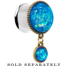 Load image into Gallery viewer, Double Aqua Imitation Opal Dangle Plug Sizes 5mm to 1 Inch
