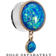 Load image into Gallery viewer, Double Aqua Imitation Opal Dangle Plug Sizes 5mm to 1 Inch
