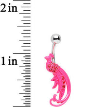 Load image into Gallery viewer, Pink Gem Studded Glamorous Pink Peacock Belly Ring
