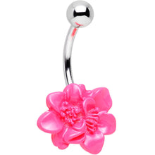 Load image into Gallery viewer, Tropical Pink Hibiscus Flower Belly Ring
