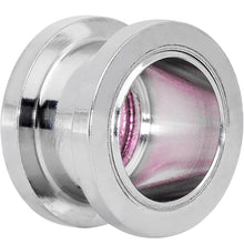 Load image into Gallery viewer, 1/2 Stainless Steel Clear Gem Pink Heart Tunnel Plug

