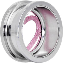 Load image into Gallery viewer, 20mm Stainless Steel Clear Gem Pink Heart Tunnel Plug
