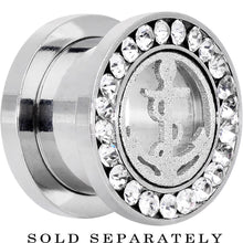 Load image into Gallery viewer, 1/2 Stainless Steel Clear Gem Anchor Tunnel Plug
