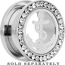 Load image into Gallery viewer, 18mm Stainless Steel Clear Gem Anchor Tunnel Plug
