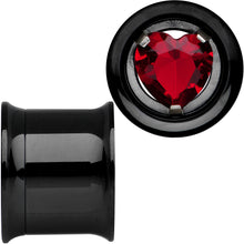 Load image into Gallery viewer, 13mm Red Heart Black Anodized Titanium Internally Threaded Plug Set
