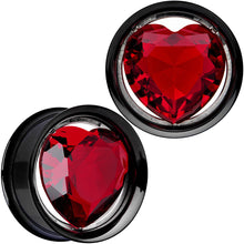Load image into Gallery viewer, 25mm Red Heart Black Anodized Titanium Internally Threaded Plug Set
