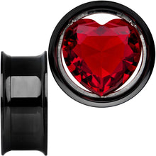 Load image into Gallery viewer, 25mm Red Heart Black Anodized Titanium Internally Threaded Plug Set
