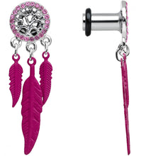 Load image into Gallery viewer, 4G Pink Gem Steel Single Flare Tree of Life Dangle Plug Set
