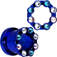 Load image into Gallery viewer, 13mm Dark Blue Titanium Tunnels with Removable Dermal Tops
