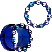 Load image into Gallery viewer, 3/4 Dark Blue Titanium Tunnels with Removable Dermal Tops
