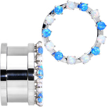 Load image into Gallery viewer, 7/8 Aurora Blue Opal Gem Titanium Tunnels with Removable Dermal Tops

