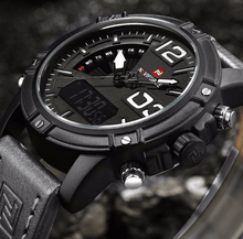 Load image into Gallery viewer, Men's Multifunction Digital Analog Waterproof Watch With Alarm And Automatic Time Zones Unique Design Excellent Gift
