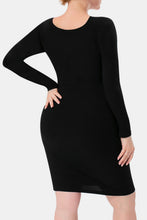 Load image into Gallery viewer, Elegant Black Full Size Built-In Shapewear Square Neck Long Sleeve Dress Sculpting Fit Dress for Women
