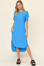 Load image into Gallery viewer, Double Take Full Size Round Neck Short Sleeve Slit Dress Stylish &amp; Comfortable Casual Dress
