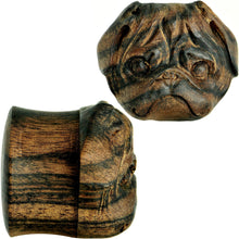 Load image into Gallery viewer, 1 inch Organic Areng Wood Pug Hand Carved Plug Set
