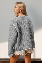 Load image into Gallery viewer, Charming Double Take Contrast Trim Tie Front Quilted Jacket with Pockets Elegant &amp; Cozy Outerwear
