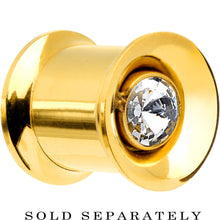 Load image into Gallery viewer, 0G Gold IP Clear CZ Double Flare Screw Fit Tunnel
