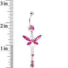 Load image into Gallery viewer, Pink Gem Butterfly Dangle Belly Ring
