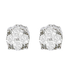 Load image into Gallery viewer, .925 Sterling Silver 1/2 cttw Prong Set Round-Cut Diamond Cluster Stud Earring (I-J Color, I2-I3 Clarity)
