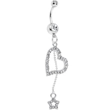 Load image into Gallery viewer, Clear Paved Heart and Star Dangle Belly Ring

