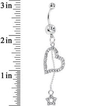Load image into Gallery viewer, Clear Paved Heart and Star Dangle Belly Ring
