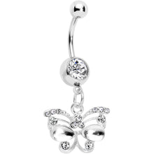 Load image into Gallery viewer, Clear Gem Butterfly Dangle Belly Ring
