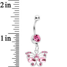 Load image into Gallery viewer, Pink Gem Butterfly Dangle Belly Ring

