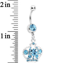 Load image into Gallery viewer, Aqua Gem Crown Dangle Belly Ring
