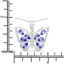 Load image into Gallery viewer, 1.75 Carat Genuine Tanzanite and White Zircon .925 Sterling Silver Pendant
