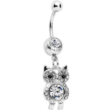 Load image into Gallery viewer, Clear Gem Burrowing Owl Dangle Belly Ring
