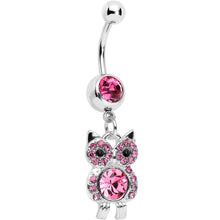 Load image into Gallery viewer, Pink Gem Burrowing Owl Dangle Belly Ring
