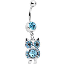 Load image into Gallery viewer, Aqua Gem Burrowing Owl Dangle Belly Ring

