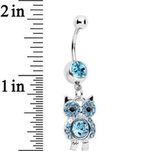 Load image into Gallery viewer, Aqua Gem Burrowing Owl Dangle Belly Ring
