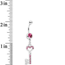Load image into Gallery viewer, Pink Gem Key to Unlock Love Dangle Belly Ring
