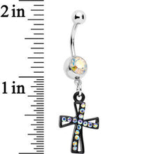 Load image into Gallery viewer, Aurora Gem Cross Dangle Belly Ring
