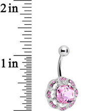 Load image into Gallery viewer, Pink and Clear Gem Petunia Flower Belly Ring
