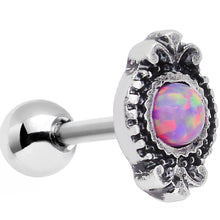 Load image into Gallery viewer, 1/4 Pink Faux Opal Ornate Artistocracy Tragus Cartilage Earring
