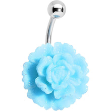 Load image into Gallery viewer, Aqua Gerbera Flower Belly Ring
