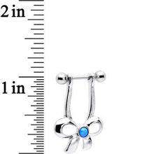 Load image into Gallery viewer, 16G Blue Synthetic Opal Stainless Steel Bow Dangle Helix Earring
