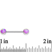 Load image into Gallery viewer, 316L Stainless Steel Pink Synthetic Opal Nipple Barbell Set
