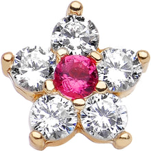 Load image into Gallery viewer, 1/4 Gold Anodized Clear Petaled CZ Floral Tragus Cartilage Earring
