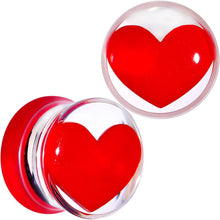 Load image into Gallery viewer, Clear Acrylic Red Heart Double Flare Saddle Plug Set 2G to 20mm
