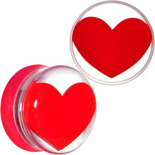 Load image into Gallery viewer, Clear Acrylic Red Heart Double Flare Saddle Plug Set 2G to 20mm
