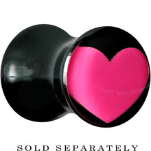 Load image into Gallery viewer, 2G Black Acrylic Hot Pink Heart Saddle Plug
