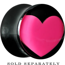 Load image into Gallery viewer, 1/2 Black Acrylic Hot Pink Heart Saddle Plug
