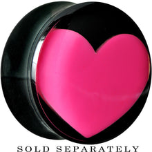 Load image into Gallery viewer, 20mm Black Acrylic Hot Pink Heart Saddle Plug
